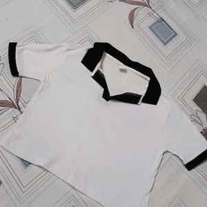 White Crop Top with Black Trim
