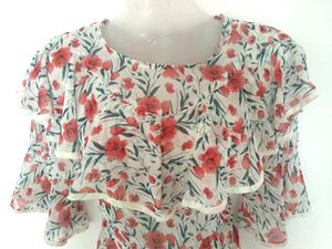 Floral Ruffled Neck Top