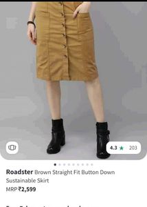 Roadster Brown Button-Down Skirt