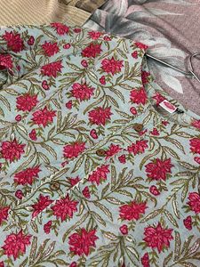 Straight Green And Pink Kurti