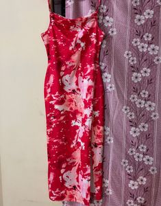 Stylish Red &amp; Pink Tie-Dye Dress