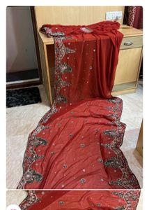 Red Beutiful Sari With Heavy Work