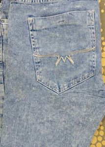 Acid Wash Blue Jeans For Men