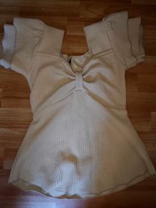 Ribbed Top with Bow Detail