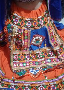 Orenge Blue Multy  Garba Choli