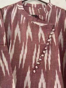 Dusty Pink &amp; White Print Kurti