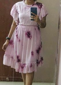 Women Lavender Tie And Dye Dress Of Size L