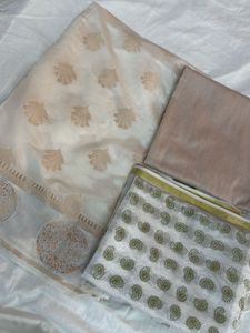 Banarasi White Zari Suit