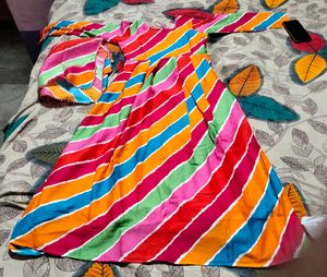 Colorful Striped Anarkali Dress