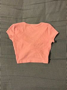 Cute Peach Crop Top with Bow