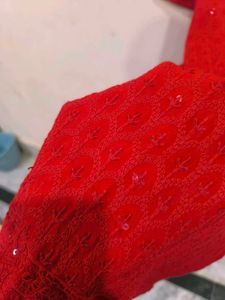Red chikankari kurti