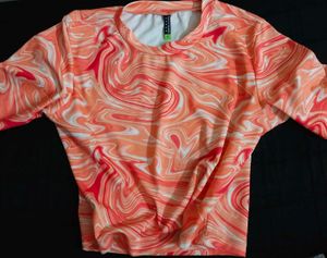 Tokyo Talkies Coral Abstract Printed Crop Top🍭