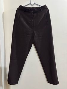 Set of Wide Leg Trousers Grey and brown