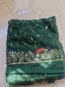 Rajputi chiffon New dark green Saree