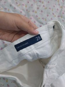 White Denim Midi Skirt