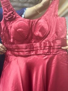 Pure Japan Satin Rose Red Floor Length Flowy Gown