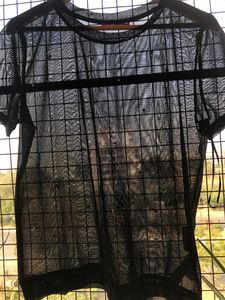 Black Sheer Top With Diamonds On It😍😍