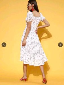 Chic Heart Shape Polka Dot Midi Dress