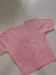 Pink Knit V-Neck Top / thrift
