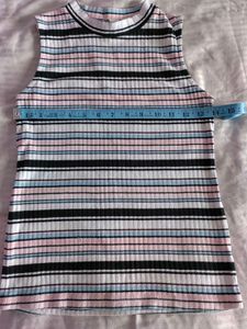Striped Sleeveless Rib Knit Top