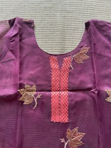 Embroidered Net Kurta