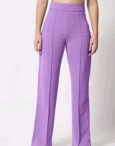 Women Polyester Blend Solid Trousers
