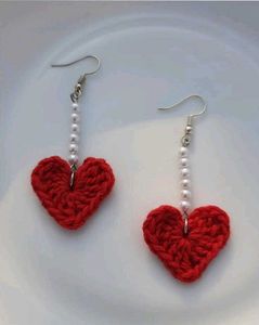Crochet Heart Earrings