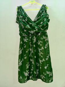 Green Floral V-Neck Dress