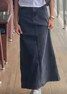 Vintage Wash Denim Maxi Skirt