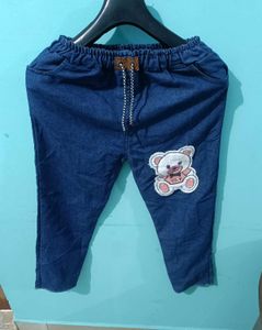 Cute Denim Jeans with Teddy Bear