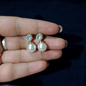 Pearl and Rhinestone Stud Earrings