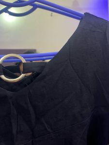 Black V-Neck Flutter Sleeve Top
