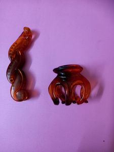 Pair Of Honey Color Elegant Hair Clips
