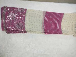 Pink And White Georgette Saree