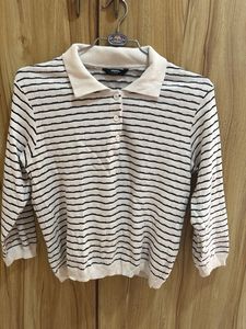 Yousta Striped Knit L Polo Top