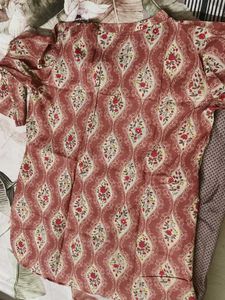 Women Red Printed Cotton Night Suit