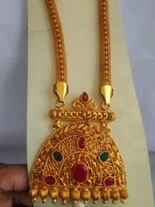 BEAUTIFUL GOLD LOOK CHOKER N LONG SET