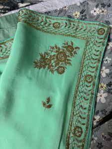 Elegant fluorescent green Saree with blouse