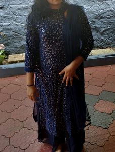 Party Wear Kurti Palazzo Set With Sequence Work