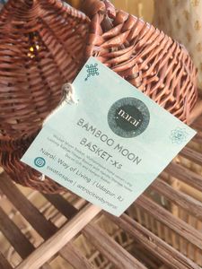 Woven Bamboo Moon Basket with handle