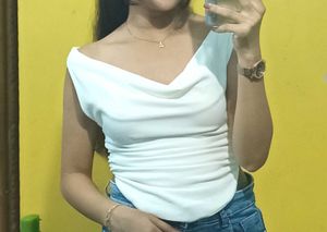 White Cowl Neck Tank