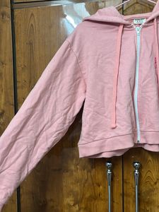 Bonkers Pink Crop Zip Up Hoodie/medium Size.