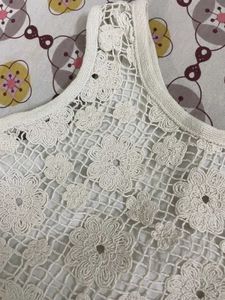 ZARA Girls White Crochet Top – Size 9Y (134cm)