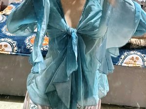 Sea Green Wrap Peplum Top