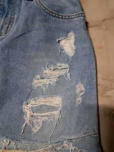 Mini Distressed Denim Skirt