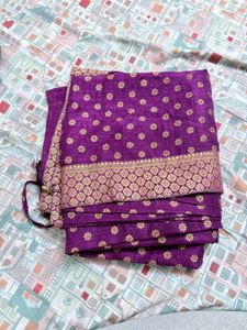 Ready To Wear Purple Banarasi Silk Saree