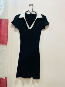Black Ribbed Mini Dress
