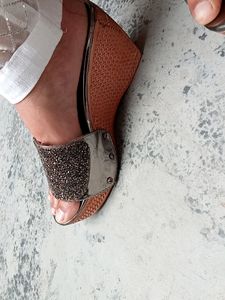 Silver Embalished Heel Wedges
