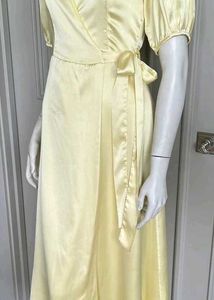 Zara Yellow Satin Midi Dress