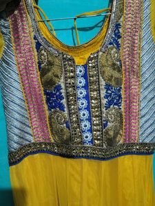 Yellow Embroidered Anarkali Dress